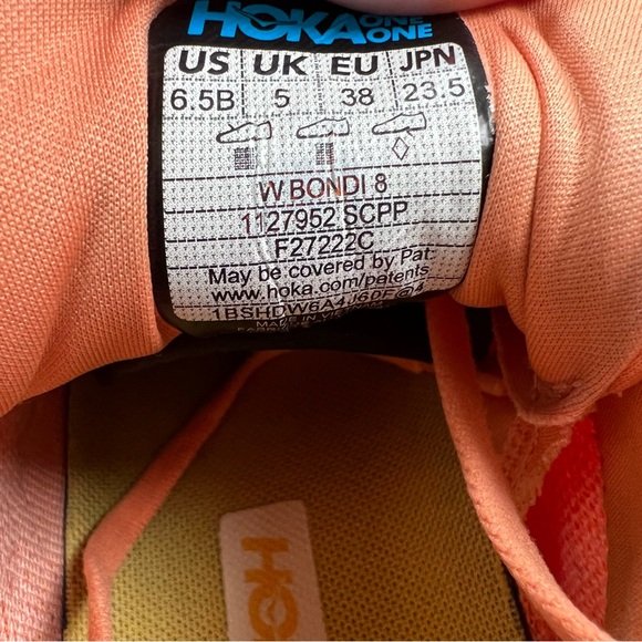 Hoka One One Womens Bondi 8 Size 6.5(B) Peach Running Shoes Sneakers 1127952 - Picture 7 of 14